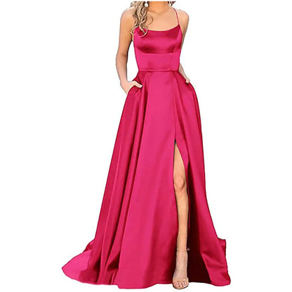 Prom Dresses for Women 2025 Plus Size Chiffon Side Slit Spaghetti Straps Evening Dress Elegant Ball Gowns A Line Off Shoulder Evening Night Party Dresses Wedding Guest Maxi Dress(Hot PinkXX-Large)